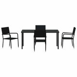 Garden Dining Set with Cushion 5 pcs Black Poly Rattan - Close-Up Angle