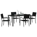 Garden Dining Set with Cushion 5 pcs Black Poly Rattan