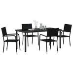 Garden Dining Set 5 pcs Black Poly Rattan