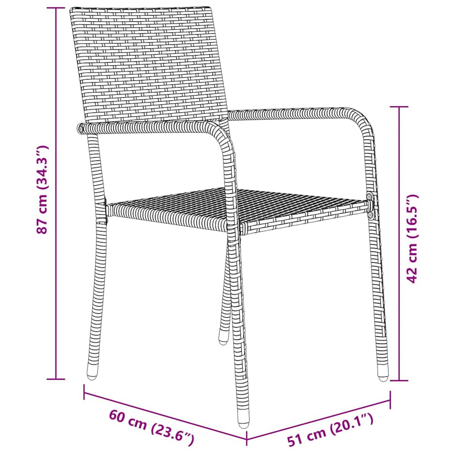 Garden Dining Set 5 pcs Black Poly Rattan