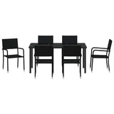 Garden Dining Set with Cushion 7 pcs Black Poly Rattan