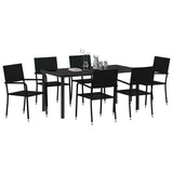 Garden Dining Set with Cushion 7 pcs Black Poly Rattan - Side View