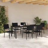 Garden Dining Set 7 pcs Black Poly Rattan