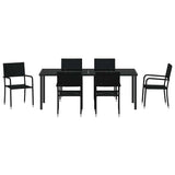 Garden Dining Set 7 pcs Black Poly Rattan - Close-Up Angle