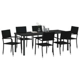 Garden Dining Set 7 pcs Black Poly Rattan
