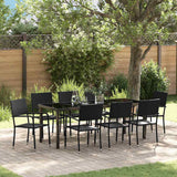 Garden Dining Set with Cushion 9 pcs Black Poly Rattan