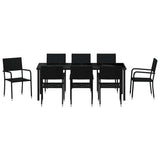 Garden Dining Set with Cushion 9 pcs Black Poly Rattan