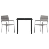 Garden Dining Set with Cushion 3 pcs Grey Poly Rattan - Close-Up Angle