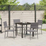 Garden Dining Set with Cushion 5 pcs Grey Poly Rattan - Top-Down View