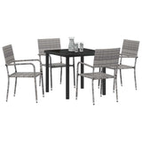 Garden Dining Set with Cushion 5 pcs Grey Poly Rattan - Side View