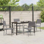 Garden Dining Set 5 pcs Grey Poly Rattan