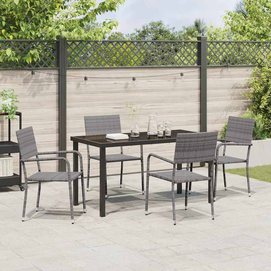 Garden Dining Set 5 pcs Grey Poly Rattan