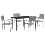 Garden Dining Set 5 pcs Grey Poly Rattan