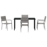 Garden Dining Set with Cushion 5 pcs Grey Poly Rattan - Close-Up Angle