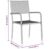 Garden Dining Set with Cushion 5 pcs Grey Poly Rattan