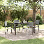 Garden Dining Set 5 pcs Grey Poly Rattan