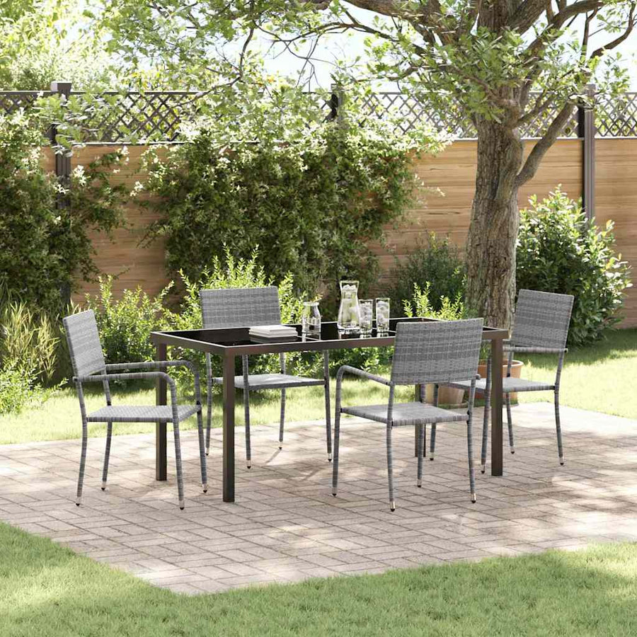 Garden Dining Set 5 pcs Grey Poly Rattan