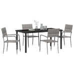 Garden Dining Set 5 pcs Grey Poly Rattan