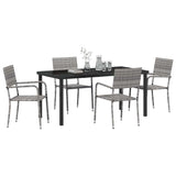 Garden Dining Set with Cushion 5 pcs Grey Poly Rattan - Side View