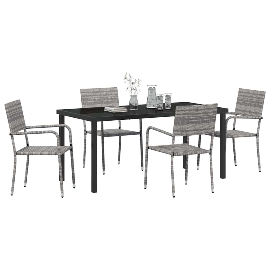 Garden Dining Set 5 pcs Grey Poly Rattan