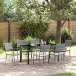 Garden Dining Set 7 pcs Grey Poly Rattan