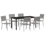 Garden Dining Set 7 pcs Grey Poly Rattan