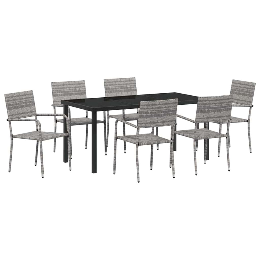 Garden Dining Set 7 pcs Grey Poly Rattan