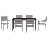 Garden Dining Set with Cushion 7 pcs Grey Poly Rattan