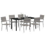 Garden Dining Set 7 pcs Grey Poly Rattan