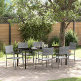 Garden Dining Set with Cushion 7 pcs Grey Poly Rattan