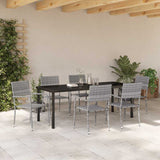 Garden Dining Set with Cushion 7 pcs Grey Poly Rattan - Top-Down View