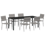 Garden Dining Set 7 pcs Grey Poly Rattan
