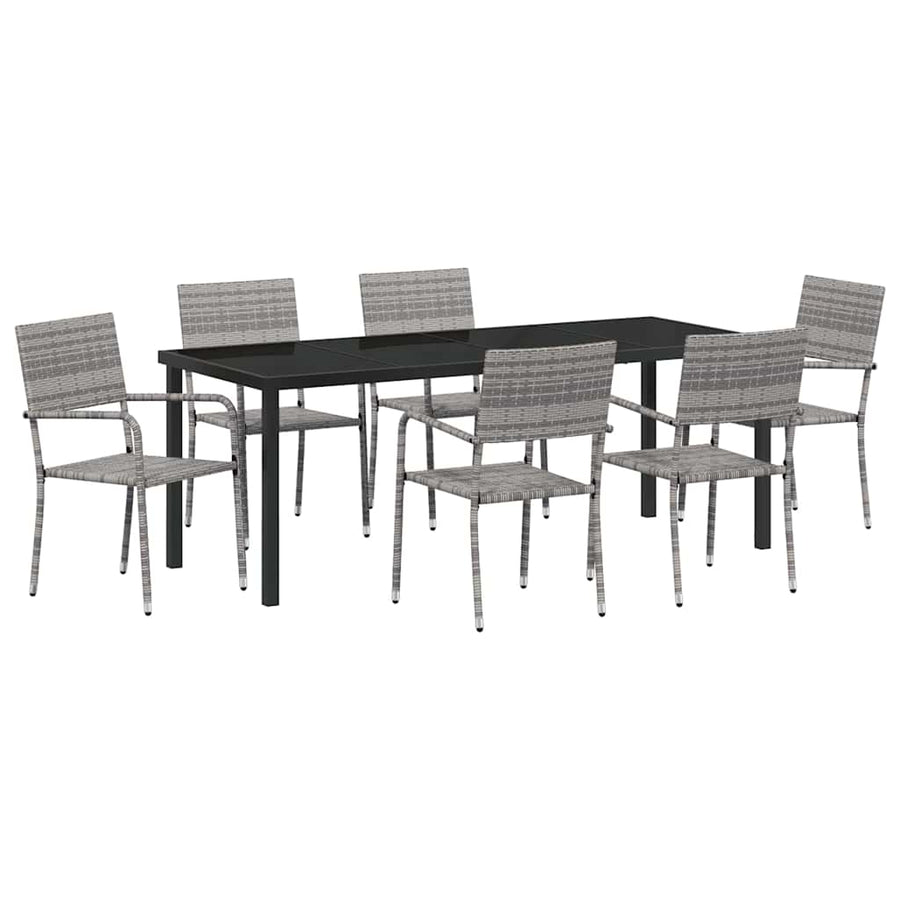 Garden Dining Set 7 pcs Grey Poly Rattan