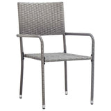 Garden Dining Set with Cushion 7 pcs Grey Poly Rattan - Rear View