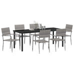 Garden Dining Set 7 pcs Grey Poly Rattan