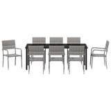 Garden Dining Set with Cushion 9 pcs Grey Poly Rattan - Close-Up Angle