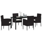 Garden Dining Set with Cushion 5 pcs Black Poly Rattan - Side View