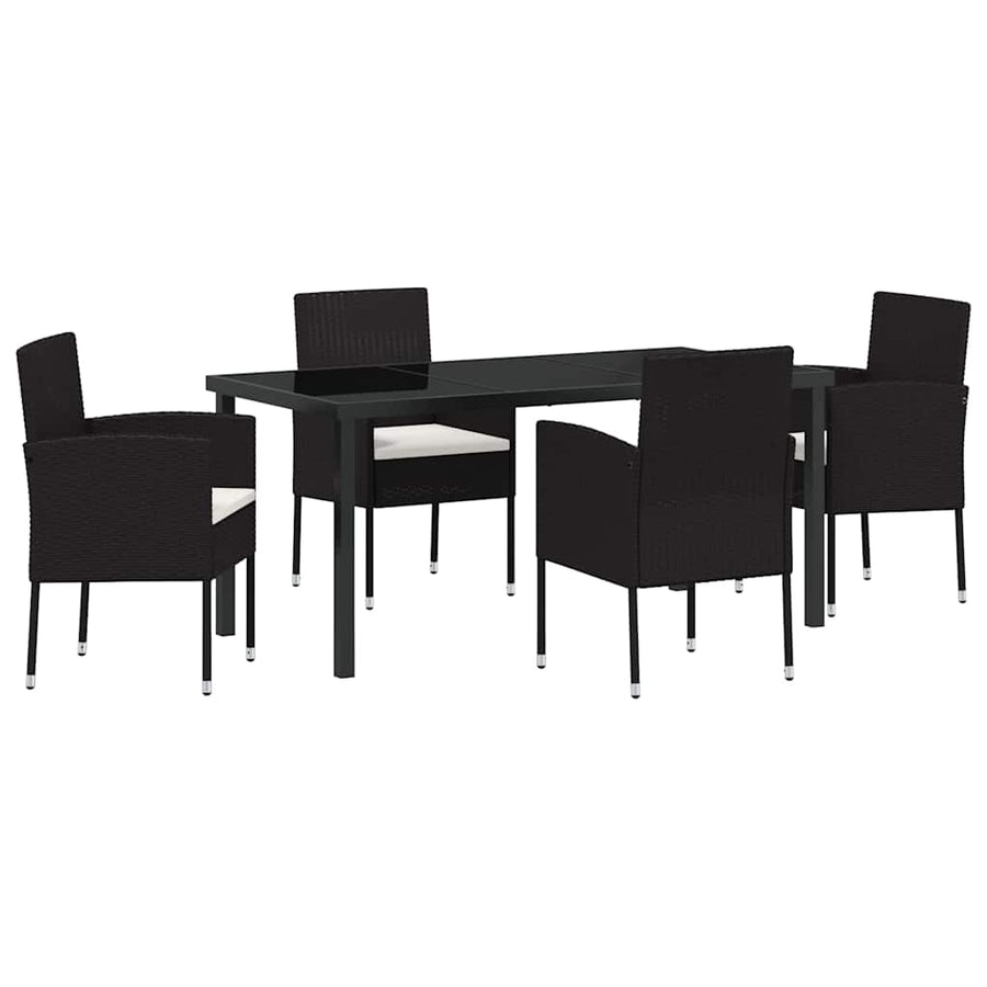Garden Dining Set 5 pcs Black Poly Rattan