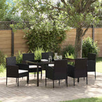 Garden Dining Set 7 pcs Black Poly Rattan