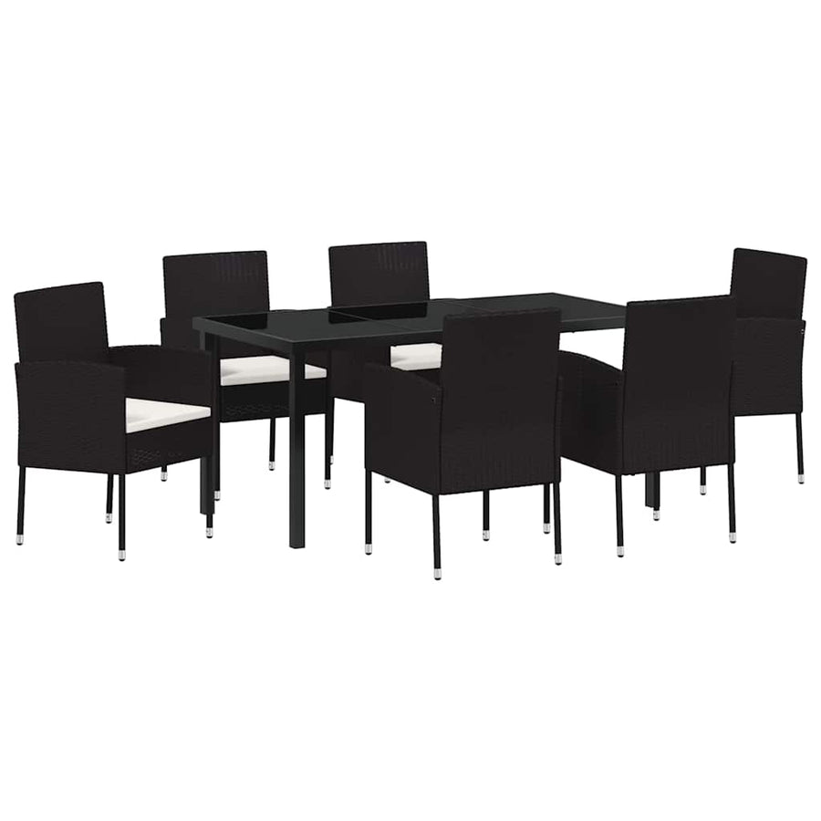 Garden Dining Set 7 pcs Black Poly Rattan