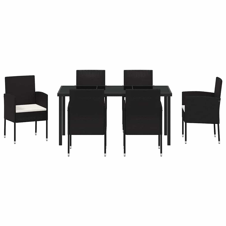 Garden Dining Set 7 pcs Black Poly Rattan