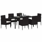 Garden Dining Set 7 pcs Black Poly Rattan