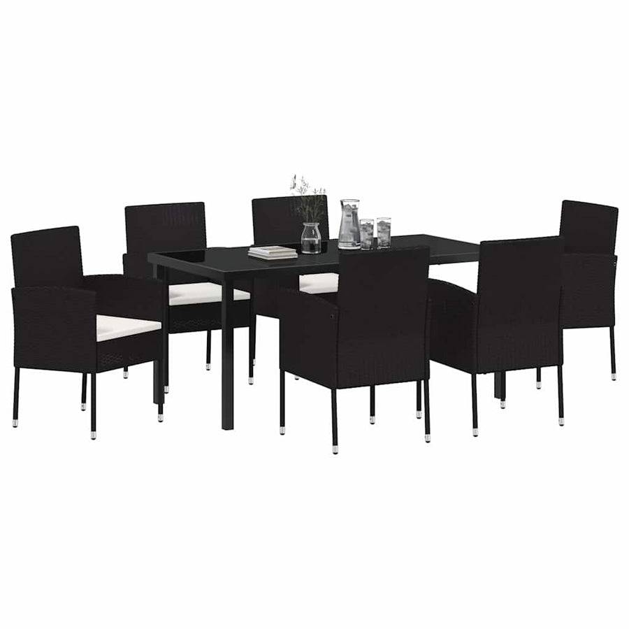 Garden Dining Set 7 pcs Black Poly Rattan