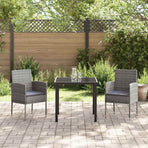 Garden Dining Set 3 pcs Grey Poly Rattan