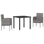 Garden Dining Set 3 pcs Grey Poly Rattan