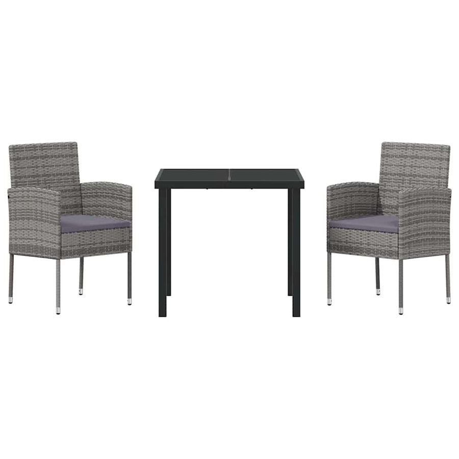 Garden Dining Set 3 pcs Grey Poly Rattan