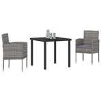 Garden Dining Set 3 pcs Grey Poly Rattan