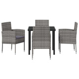 Garden Dining Set with Cushion 5 pcs Grey Poly Rattan