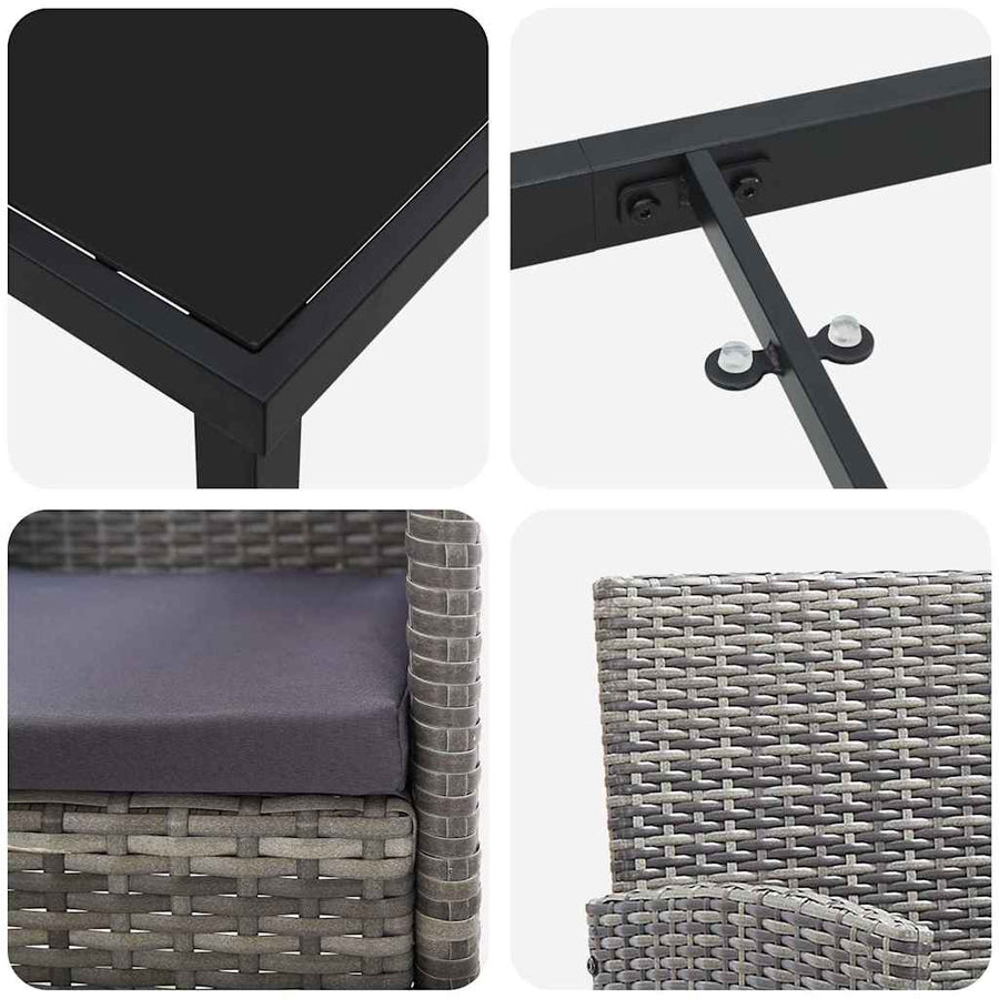 Garden Dining Set 5 pcs Grey Poly Rattan