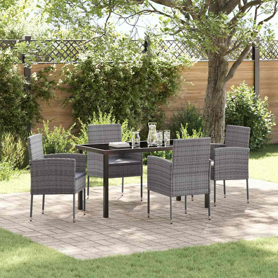 Garden Dining Set 5 pcs Grey Poly Rattan